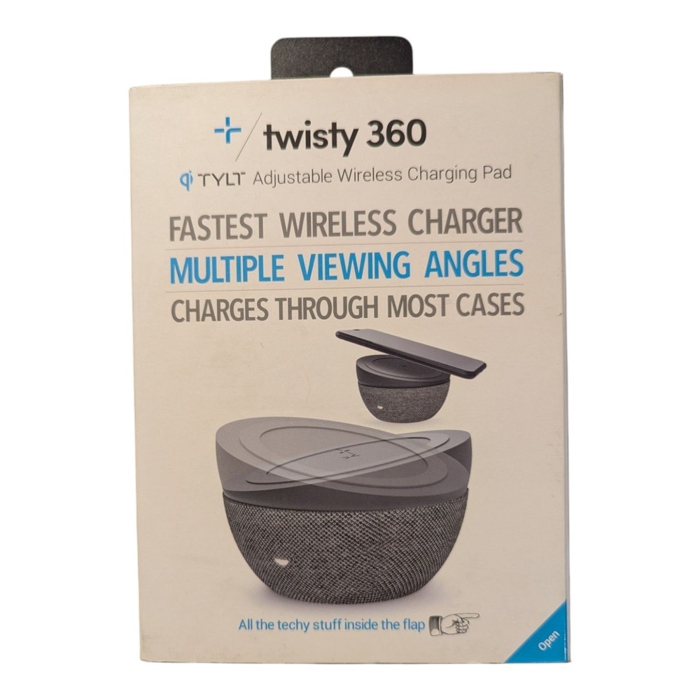 C4.  TYLT - Twisty 360 10W Qi Adjustable Fast Charge Wireless Charging Pad Gray